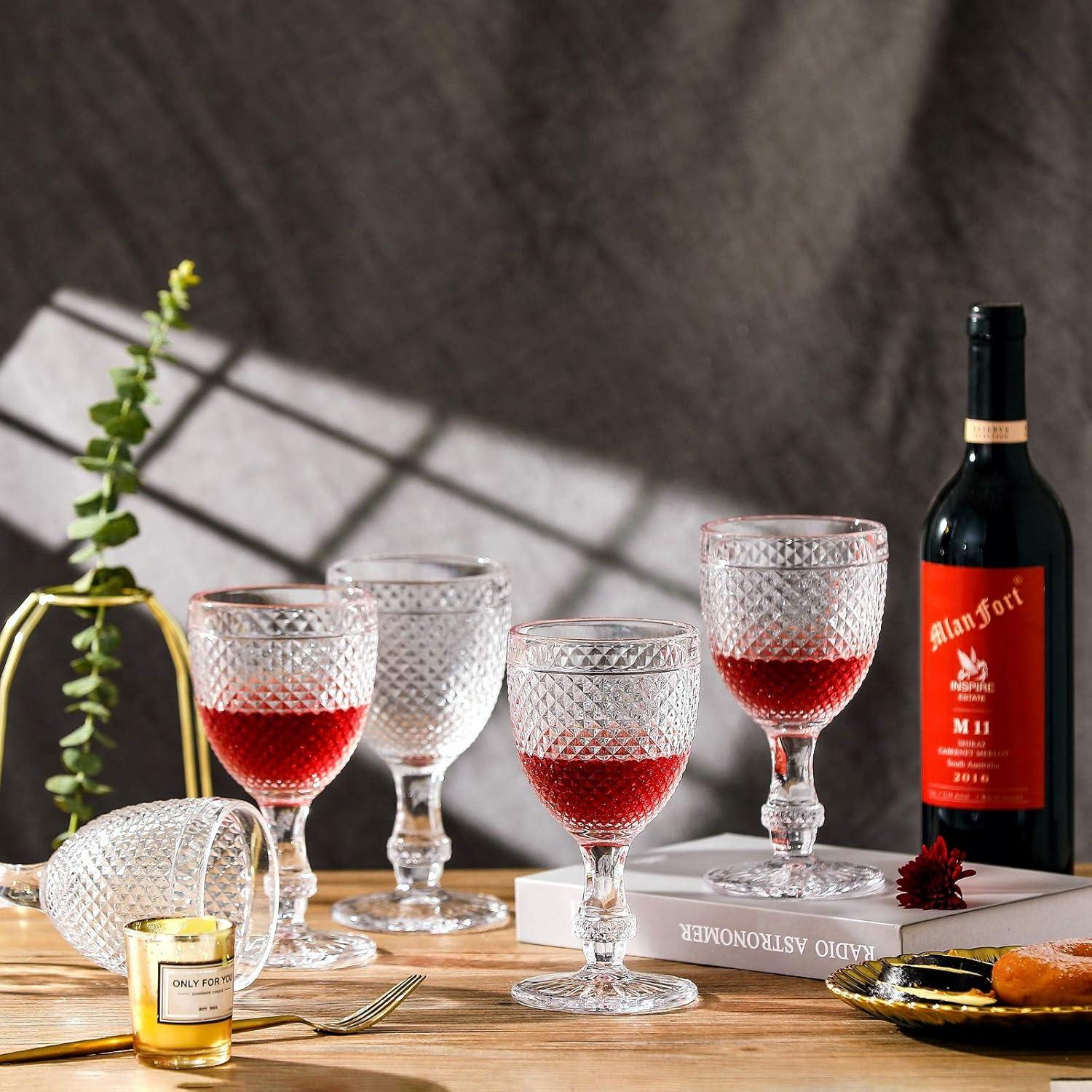 HOMEW Chroma Collection Wine Goblets Glasses set of 6, 10.6 oz