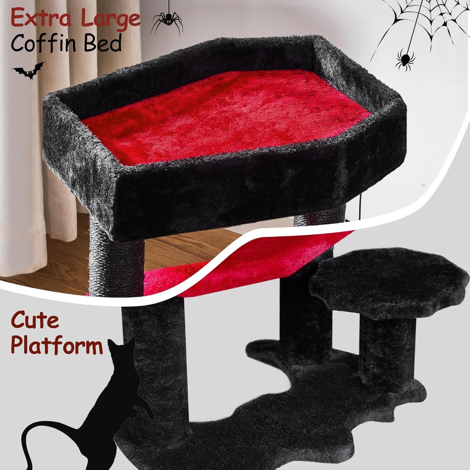 Tucker Murphy Pet™ Evannah Gothic Cat Tree for Hallowen, Cat Tower with Coffin Bed