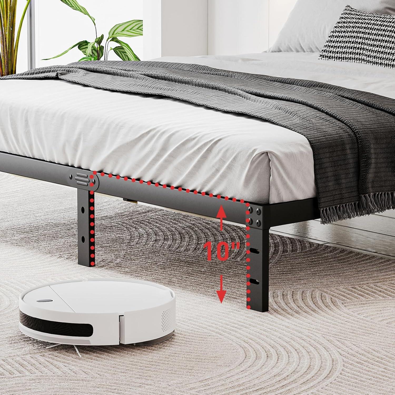 Twin Metal Bed Frame - 16 Inch Tall, No Box Spring Needed, Heavy Duty Platform With Storage Space, Sturdy Non-Slip Noiseless
