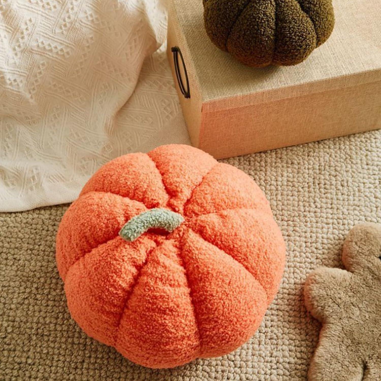 Huahua Stuffed Pumpkin Fluffy Pumpkin Plush Toy Thanksgiving Halloween Pumpkins Decorative Couch Throw Pillow Pumpkin Toys Gift for Kids Toddlers Babies (8 Inch)