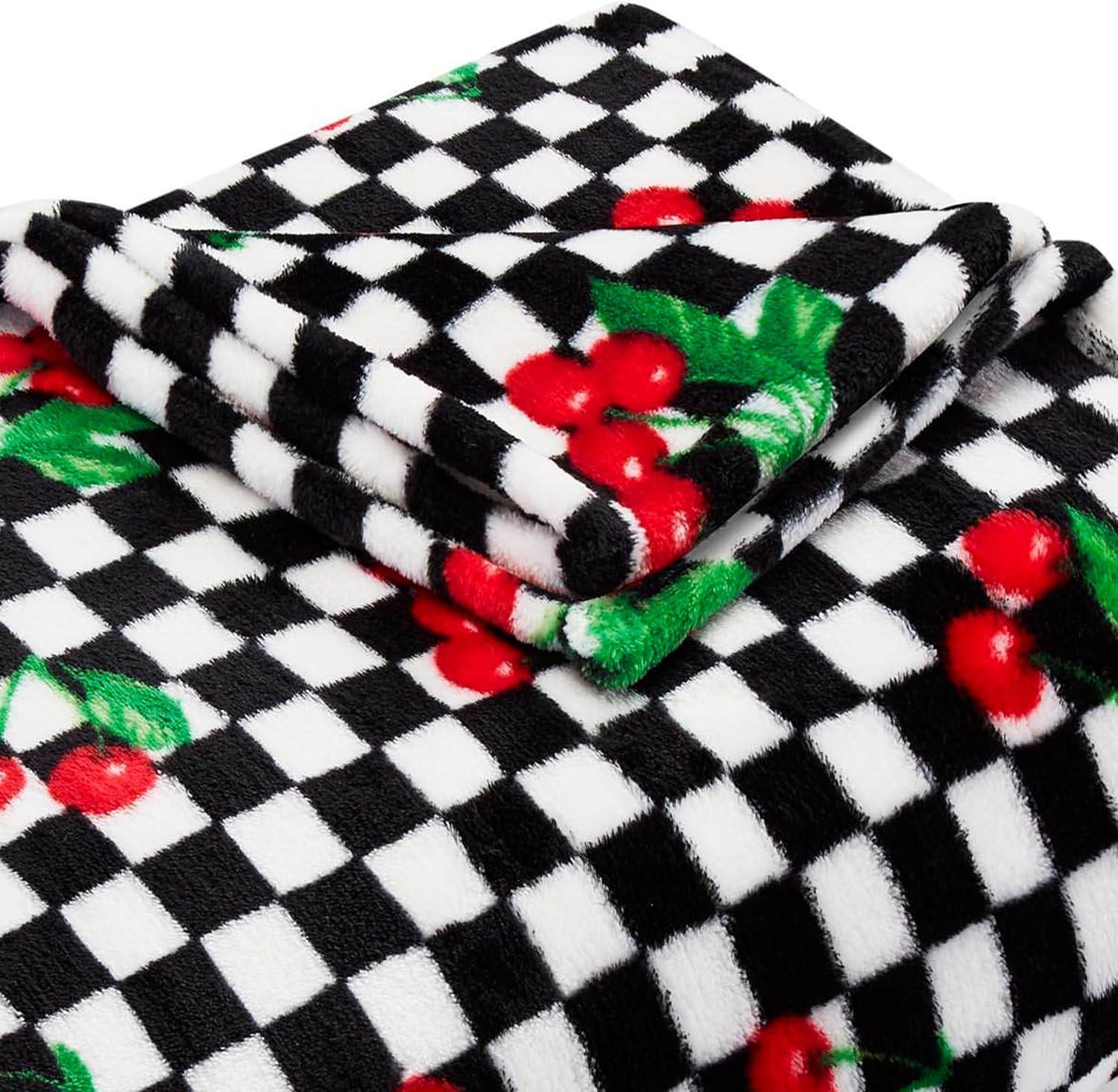 50"x70" Oversized Cherry Checker Throw Blanket Bright Red - Betseyville: Cozy Fleece, Machine Washable