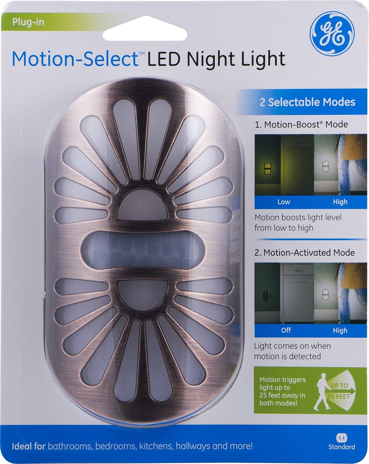 GE Enbrighten LED Night Light, Motion-Select, Motion Activated, Peacock Design, Oil-Rubbed Bronze, 37261