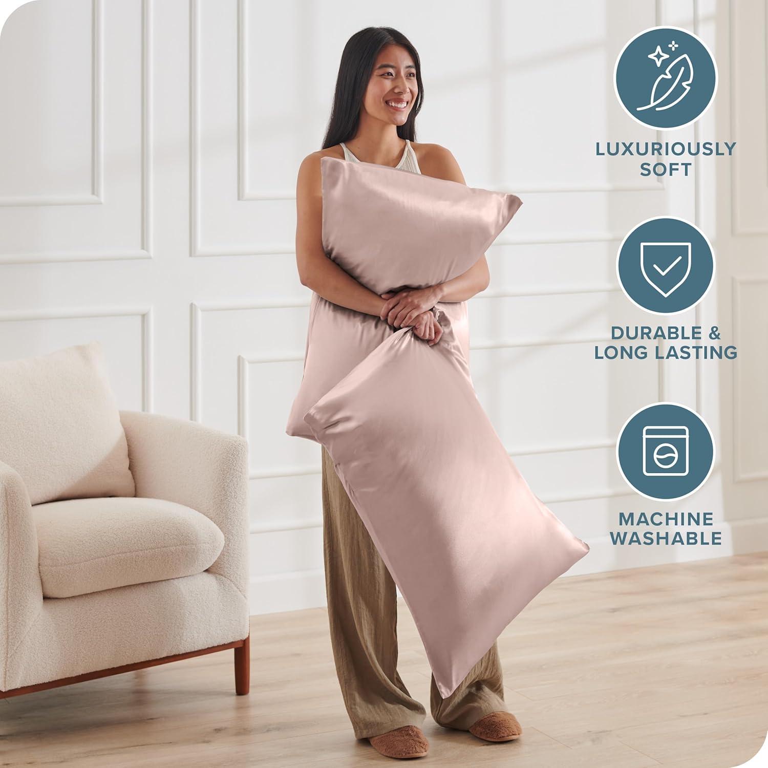 Bare Home Soft Poly Satin Pillowcase Set