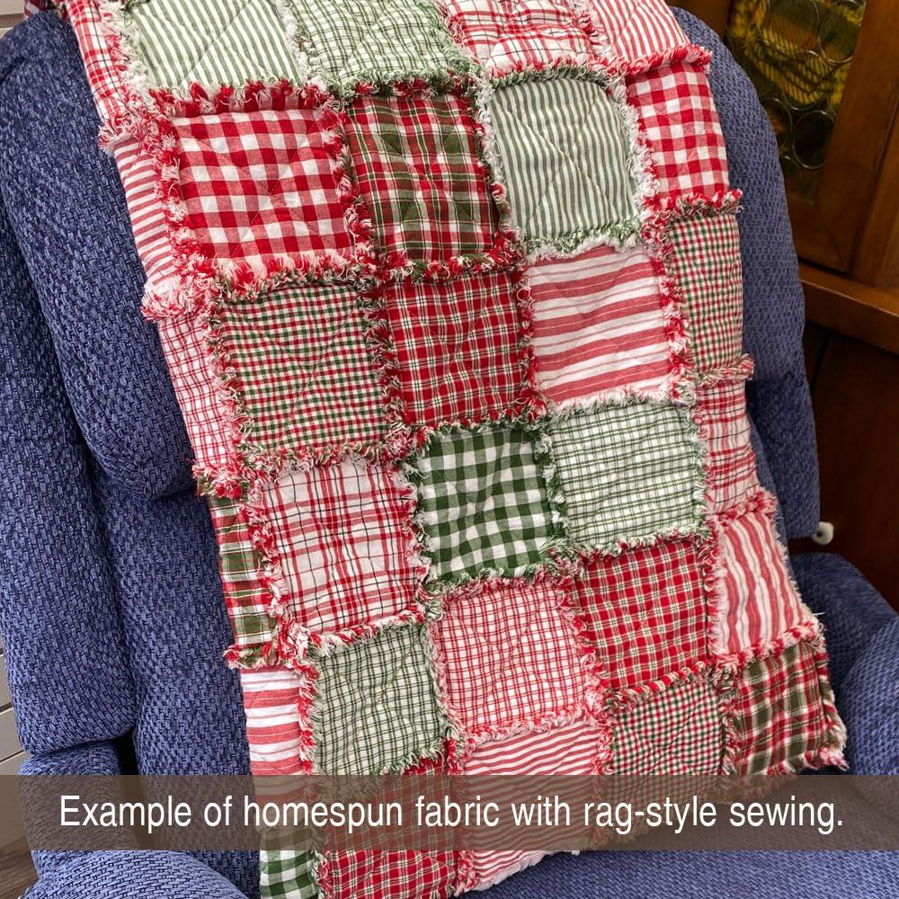 40+ Merry Christmas Red & Green Plaid Homespun 6"x6" Precut Quilt Squares Charm Pack by JCS Fabric