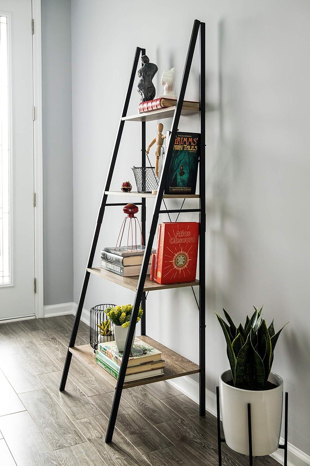 Tribeca Industrial A-Frame Ladder Shelf in Weathered Brown