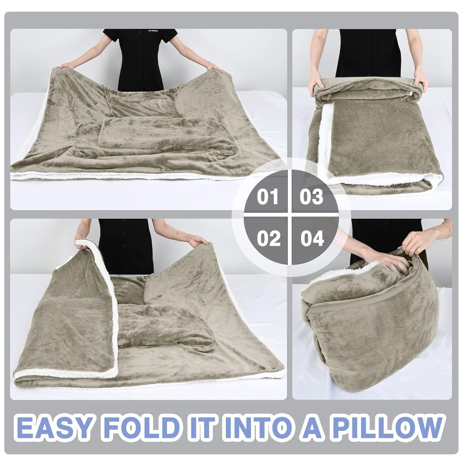 Catalonia Wearable Fleece Throws Blanket with Sleeves and Pocket for Women Men, Could Wrap Full Body Blanket Robe for Lounge Couch 70" x 52"，Machine Washable, Camel