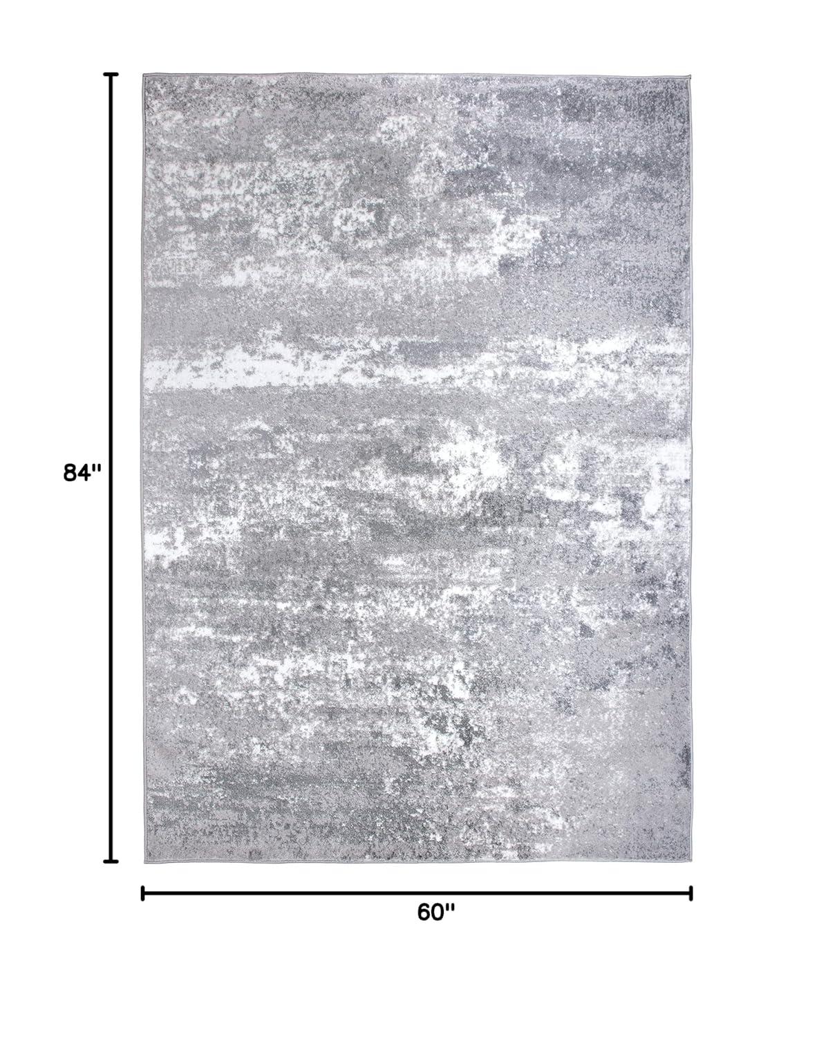 World Rug Gallery Distressed Abstract Watercolor Gray 5' x 7' Area Rug