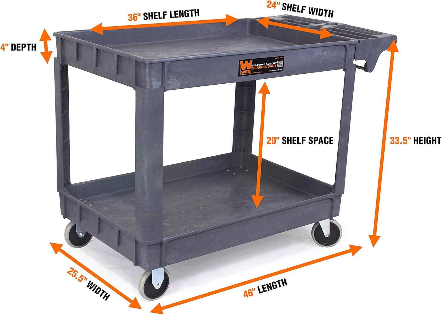 Gray Polypropylene 500-Pound Capacity Service Utility Cart