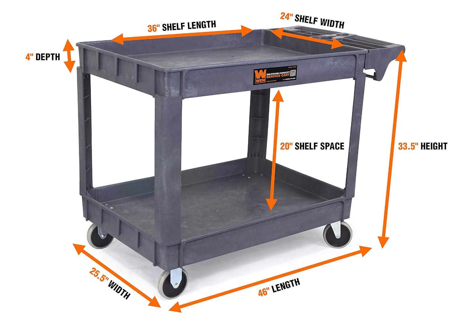 Gray Polypropylene 500-Pound Capacity Service Utility Cart