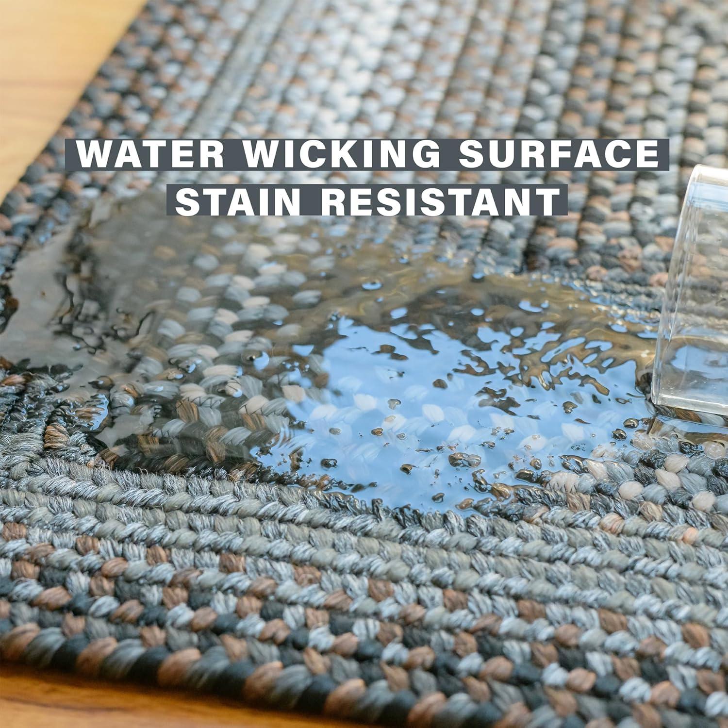 Homespice Midnight Moon Washable 8x10' Rug for Living Room, Bedroom Rug and Dining Room, Indoor-Outdoor Patio Rug Pet Friendly. Decor Style- Farmhouse Rug, Rustic, Country, Black Braided Rug