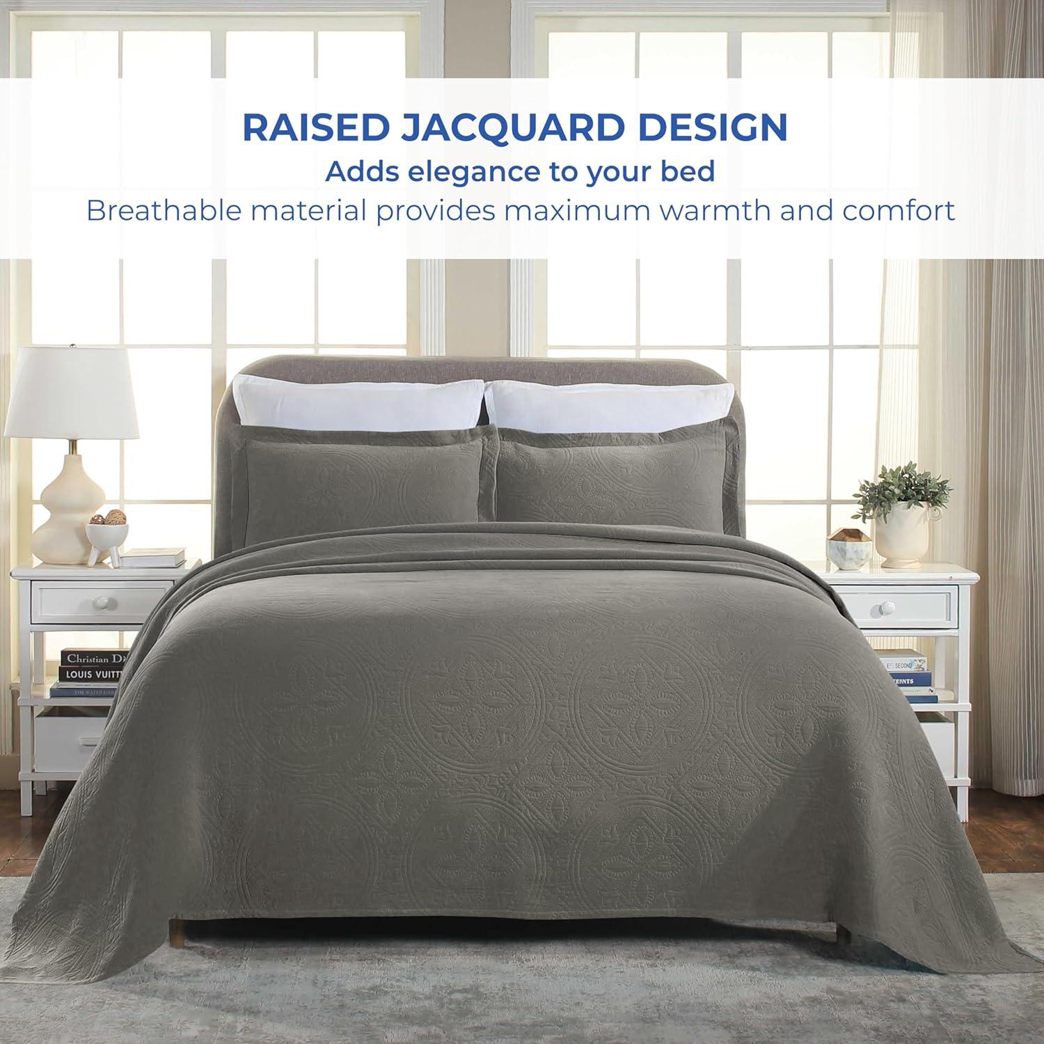 Superior Celtic Circle Cotton Decorative Bedspread and Sham Set, Twin, Charcoal