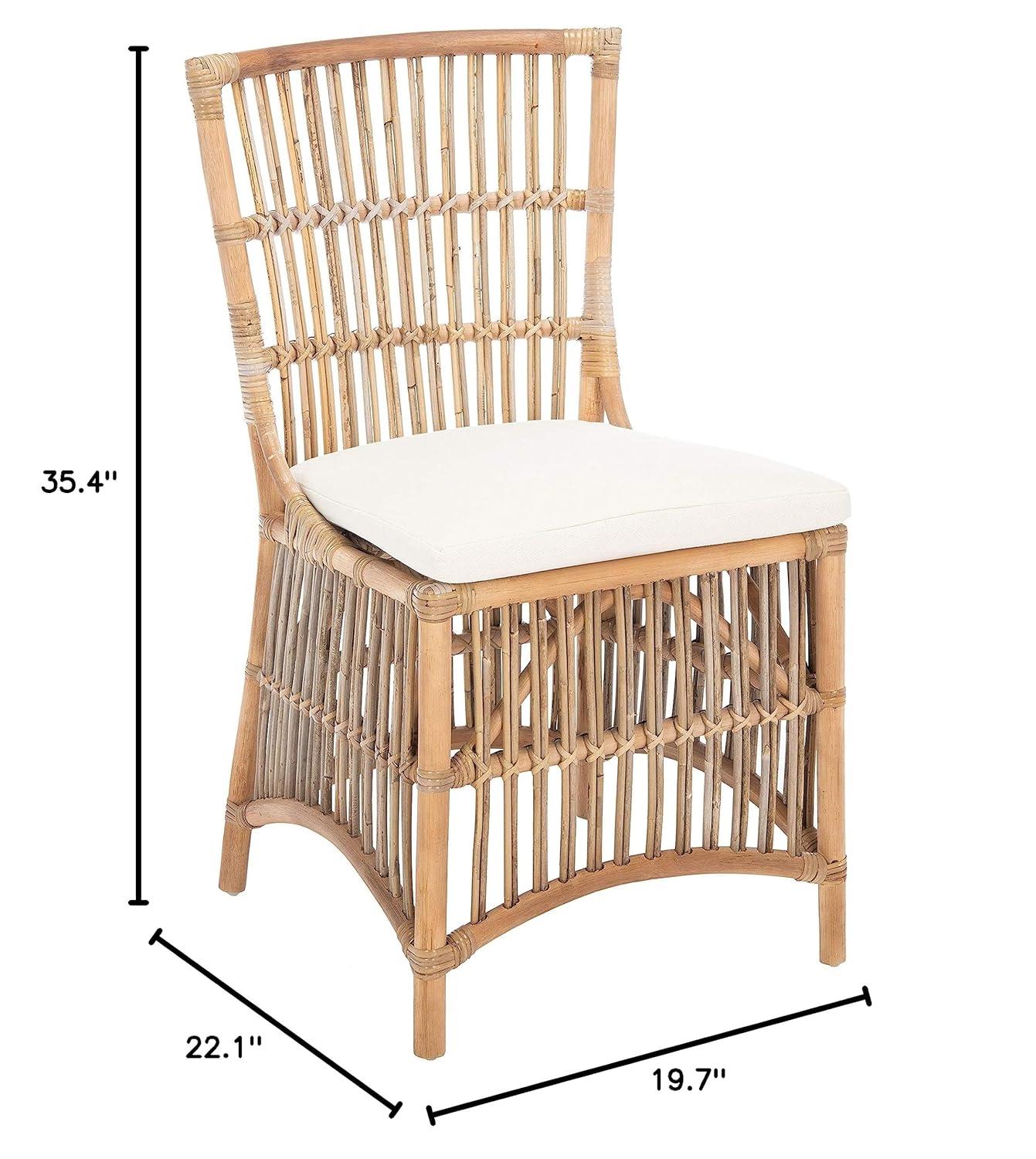 Erika Rattan Accent Chair W/ Cushion - ACH6511 - Set of 2 - White/Natural Unfinished - Safavieh