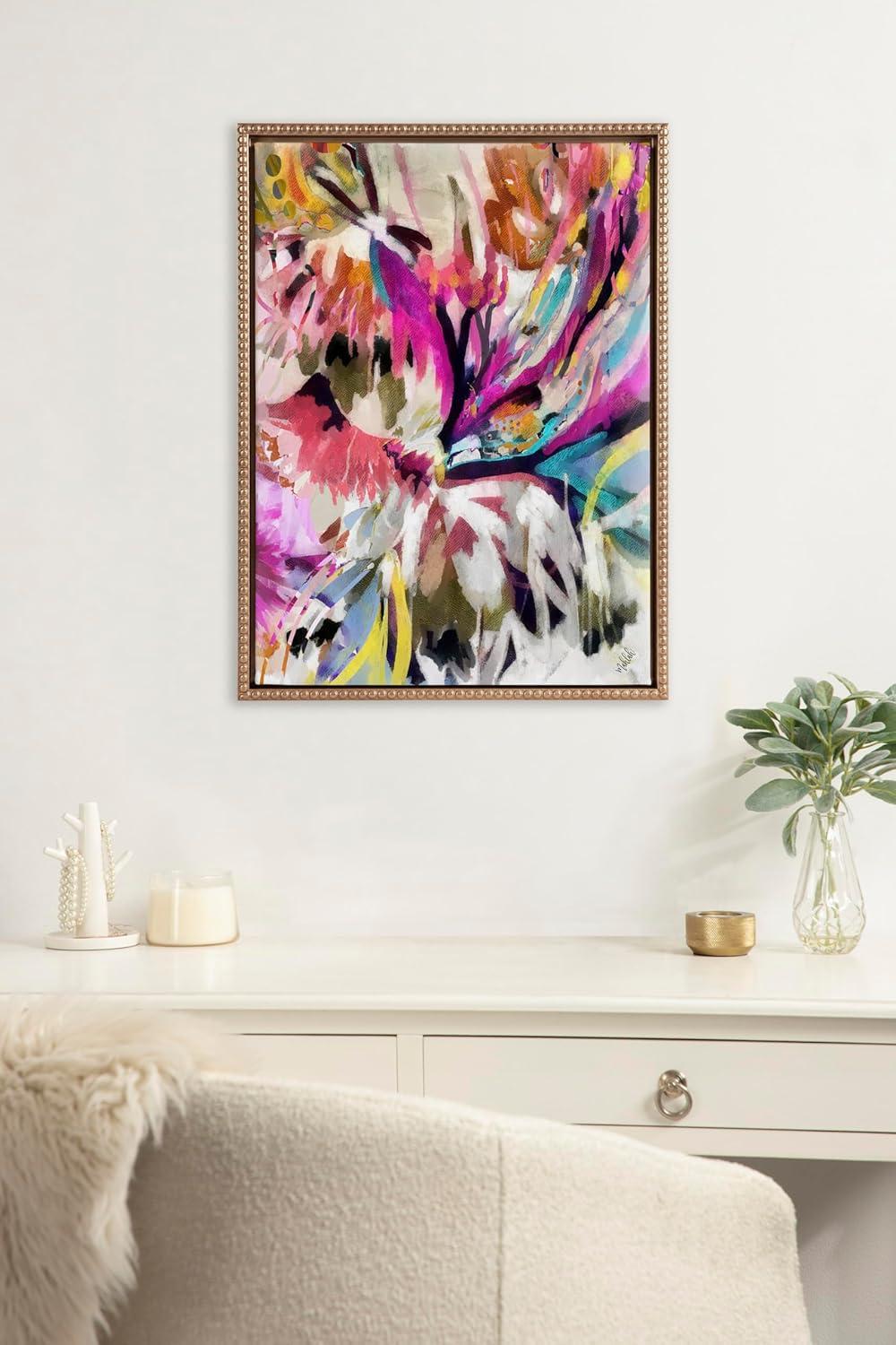 18"x24" Sylvie Beaded Amaze Framed Canvas by Inkheart Designs Gold - Kate & Laurel All Things Decor