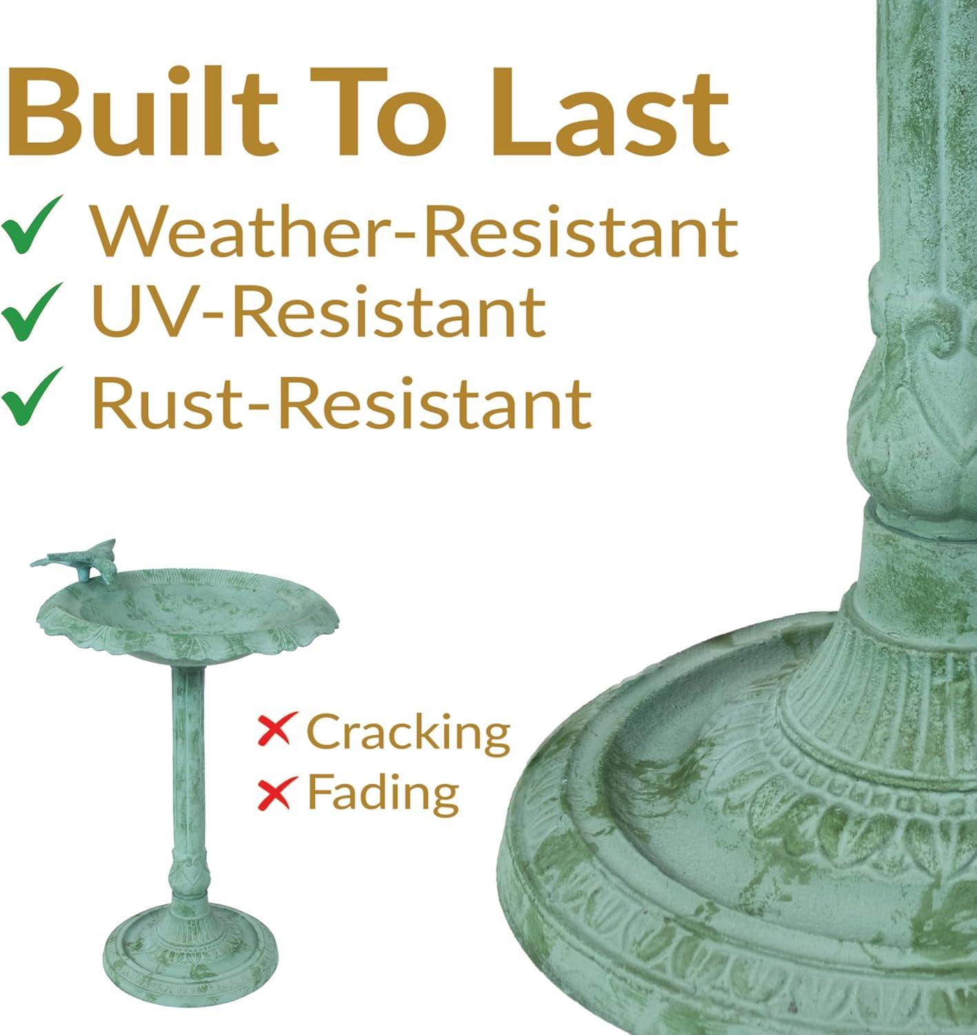 Garden Visitor Freestanding Cast Aluminum Outdoor Bird Bath