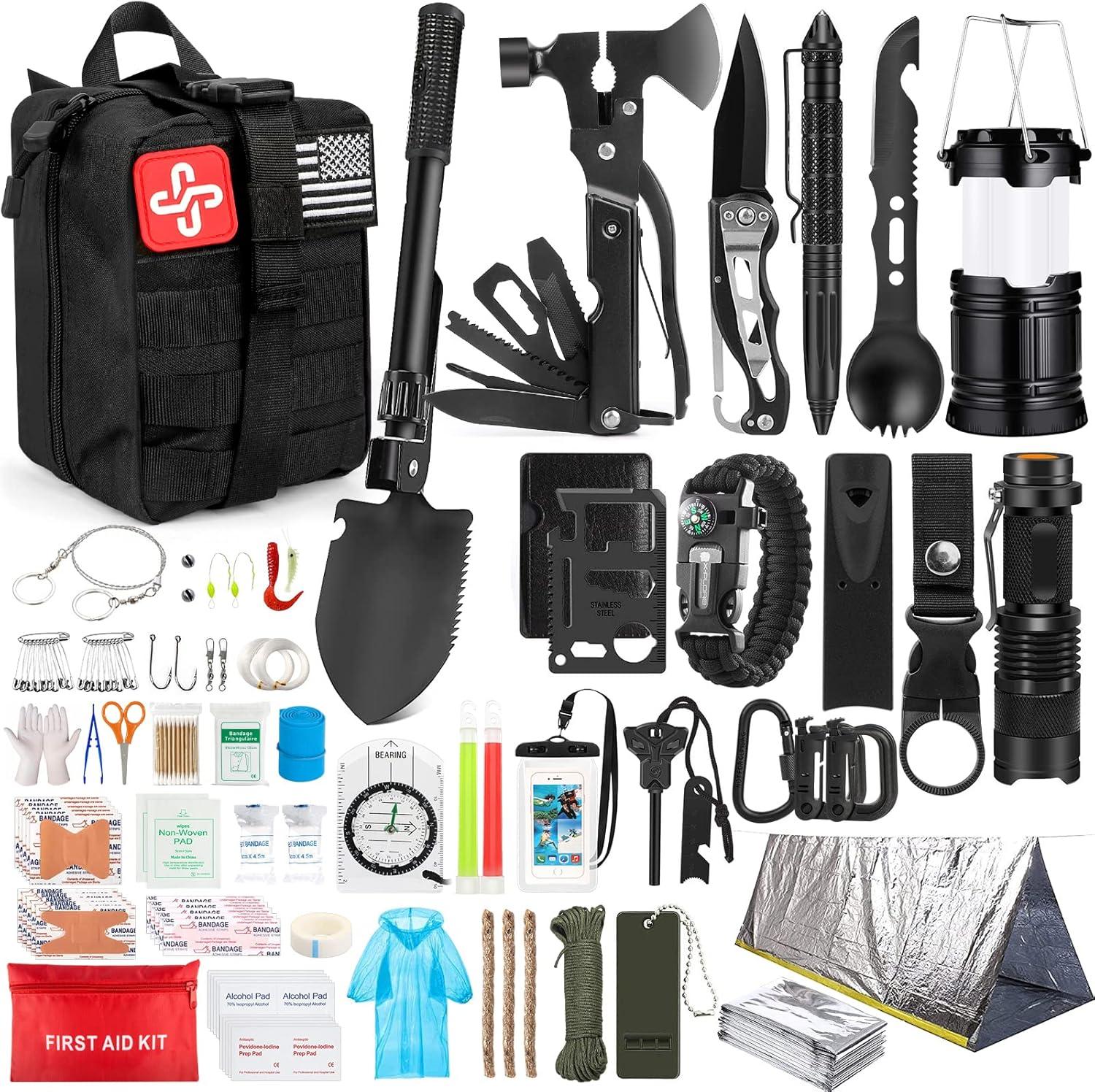 Arlmont & Co. Survival Kit, 250 Piece Survival Gear First Aid Kit With Molle System Compatible Bag And Emergency Tent, Earthquake Emergency Kit, Outdoor Adventure, Hiking, Hunting, Gift For Men And Women