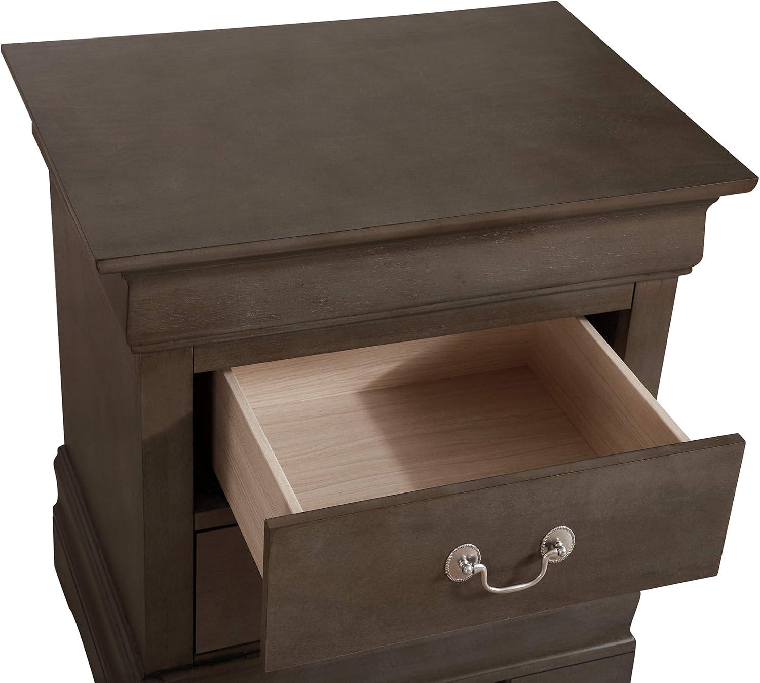 Transitional Gray Wood & Metal 2-Drawer Nightstand