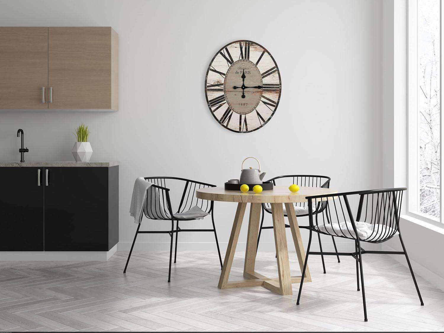 Woven Paths 29" Oval Distressed White Wood Wall Clock