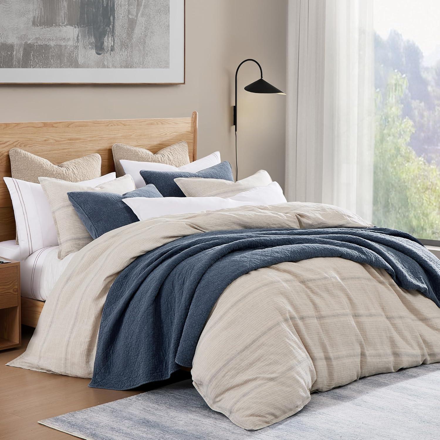 HiEnd Accents Cotton Gauze Euro Sham, 27x27 inch, Sable Solid Color, Soft Textured Cotton Pillowcases, Classic Chic Casual Modern Rustic Quilted Pillow Shams