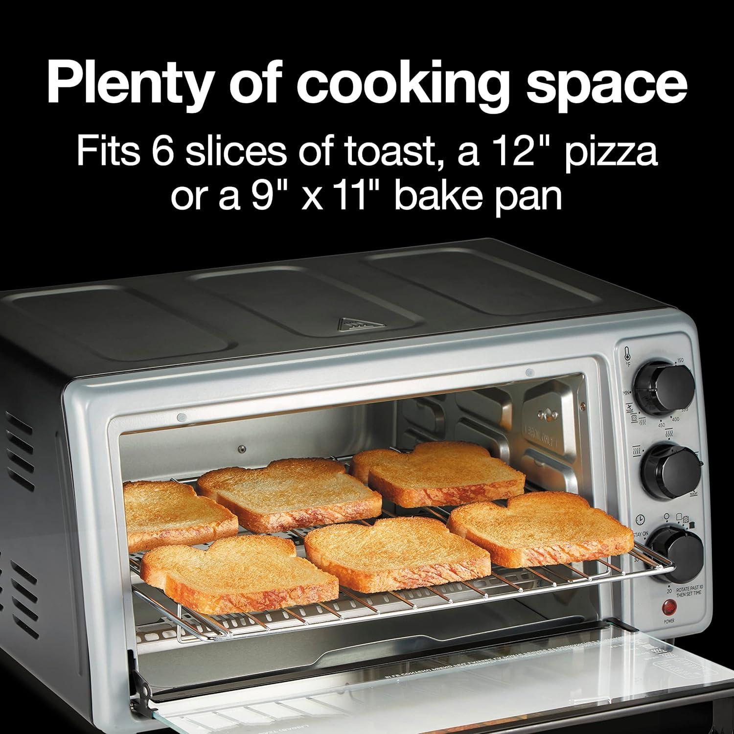 Black 6-Slice Air Fryer Toaster Oven with Broiler