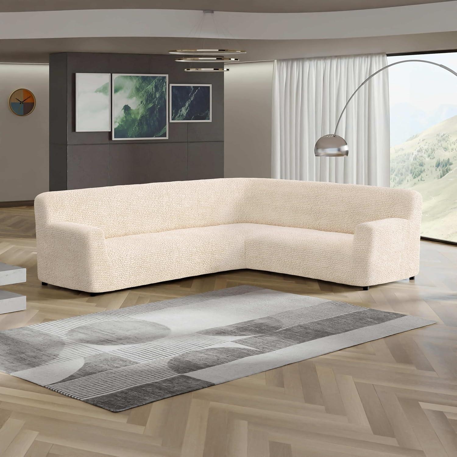 Stretchy Slipcover for Corner Sofa - Easy to Clean & Durable - Microfibra Collection