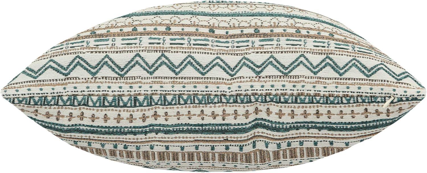 Bohemian Striped Geometric Pattern Throw Pillow Covers, 22x22 Inches, Green Taupe Cream