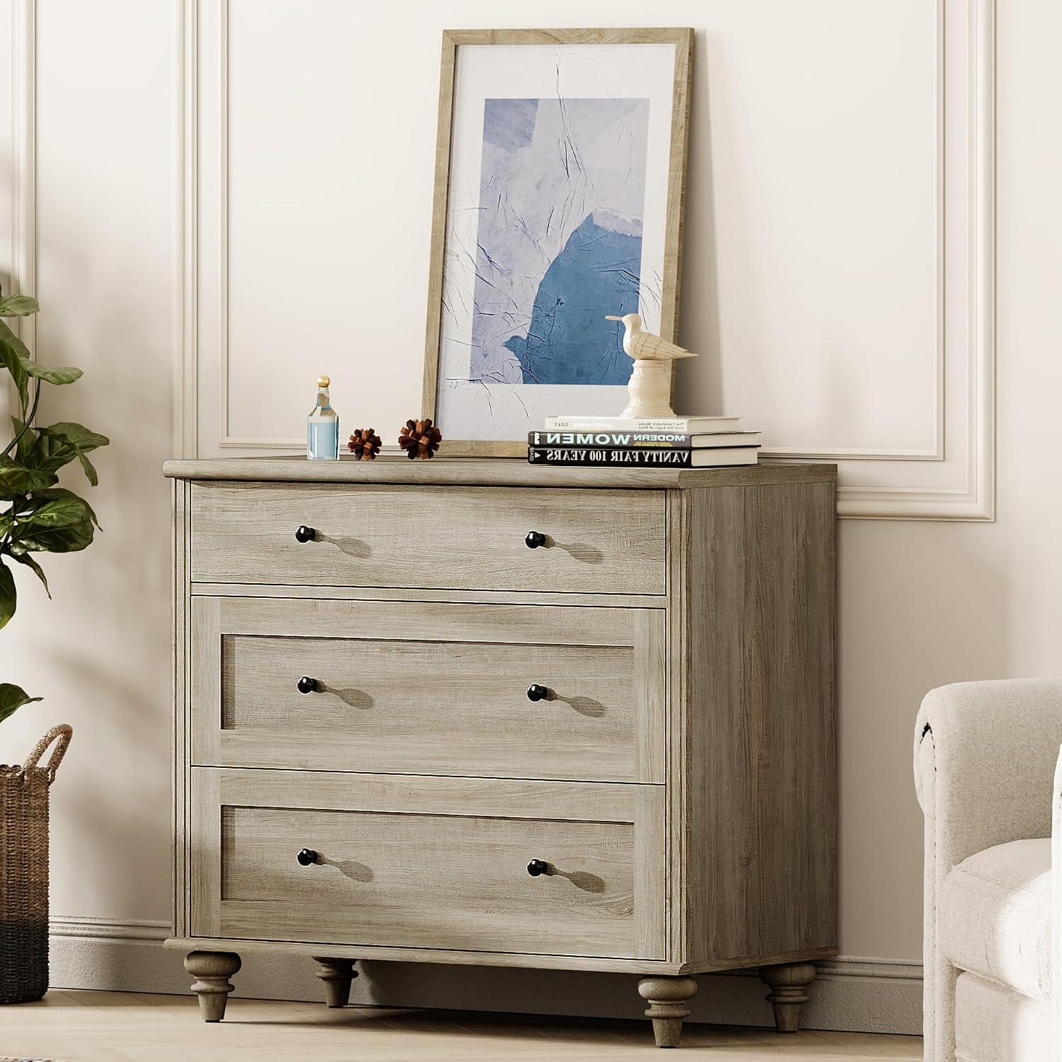 Ophelia & Co. Nightstand For Bedroom With 3 Drawers, Mid Century Modern Wooden Closet Storage Organizer