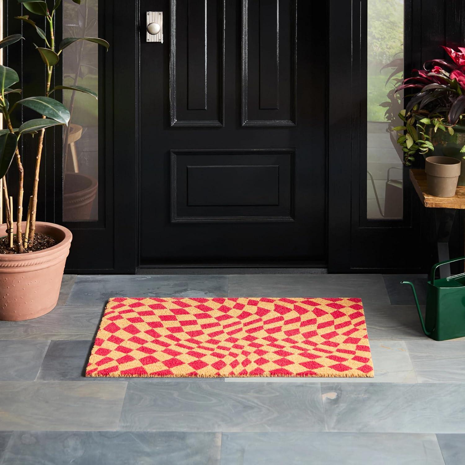 TOWN & COUNTRY LIVING Emmett Groovy Checkerboard Non-Slip Indoor Outdoor Door Mat