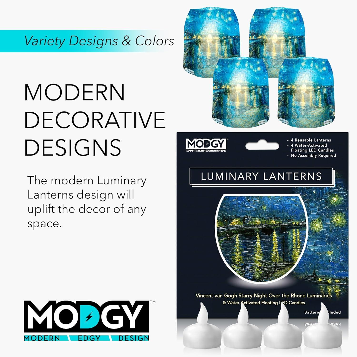 Starry Night Blue Flameless Floating LED Lanterns Set