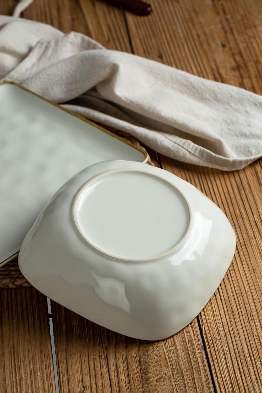 Famiware 8'' Stoneware Large Square Pasta Bowl (Set of 4)