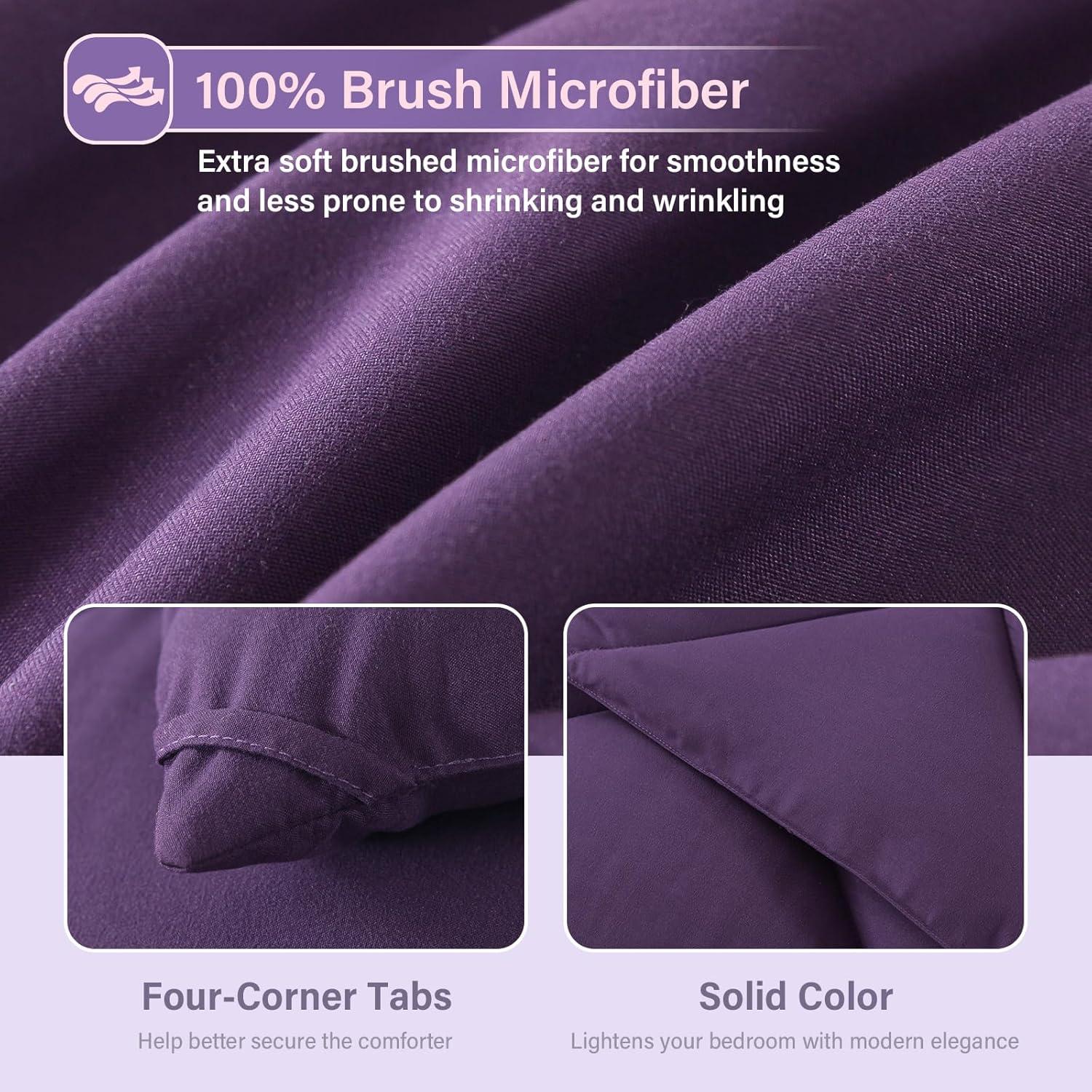 Queen Purple Microfiber Reversible Bed in a Bag Set