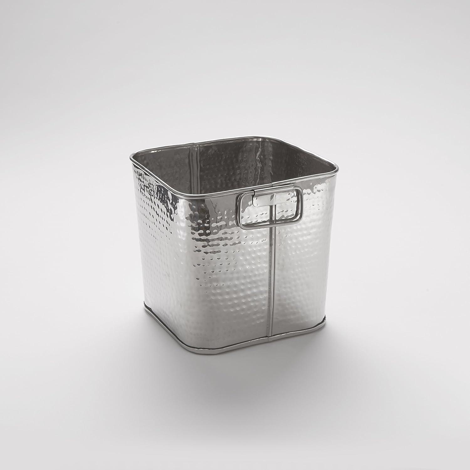 Square Hammered Stainless Steel Tub, 8"