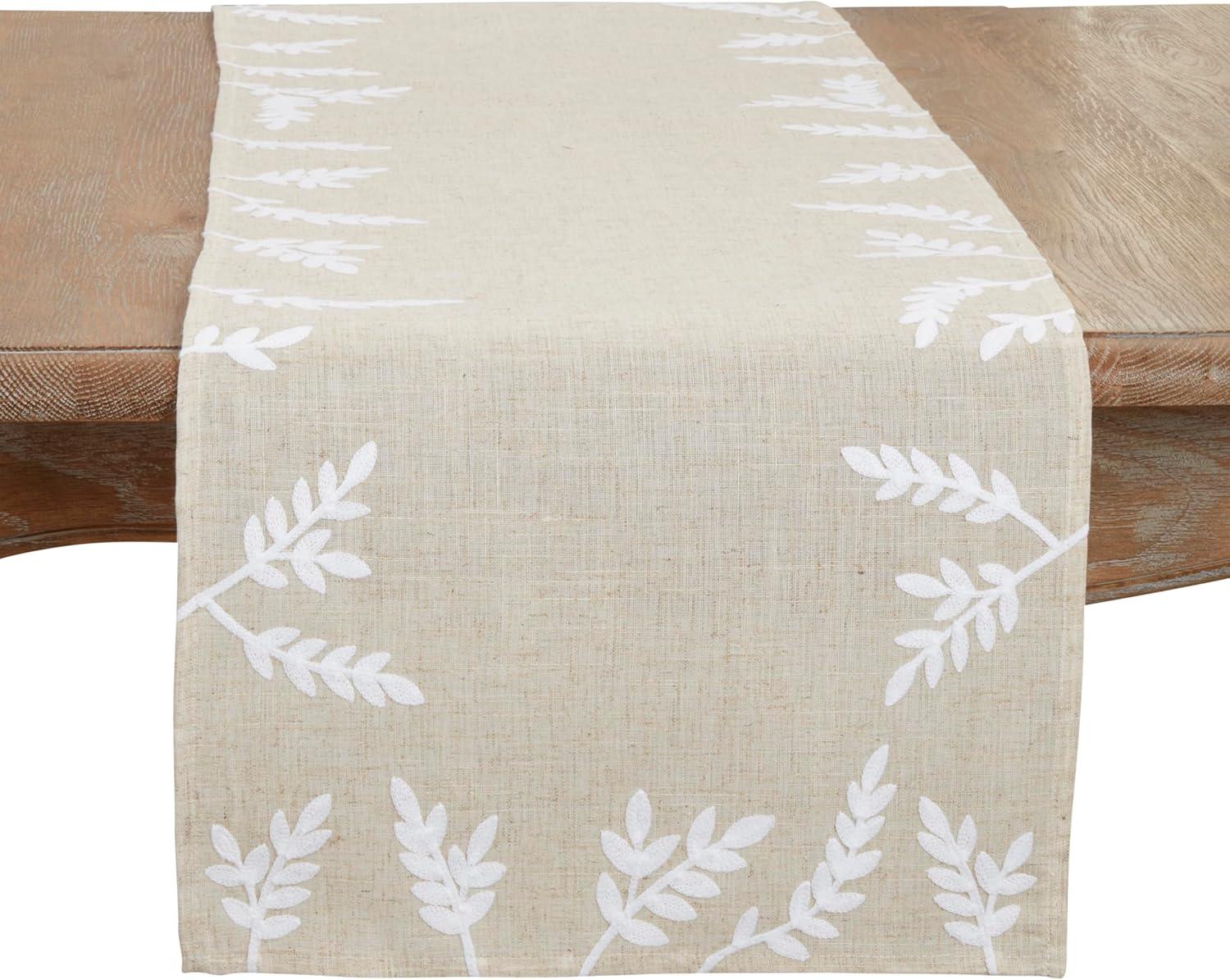 Taupe and Greige Floral Polyester Table Runner