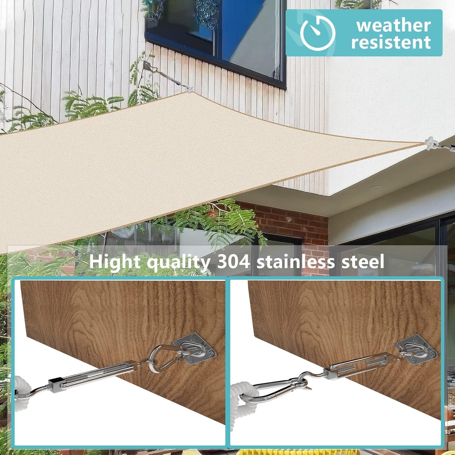 FZENeast Shade Sail Hardware Kit, 5 Inch Super Heavy Duty 304 Marine Grade Stainless Steel Sun Shade Hardware Kit for Triangle/Rectangle/Square Sun Shade Sails Installation (40 PCS)