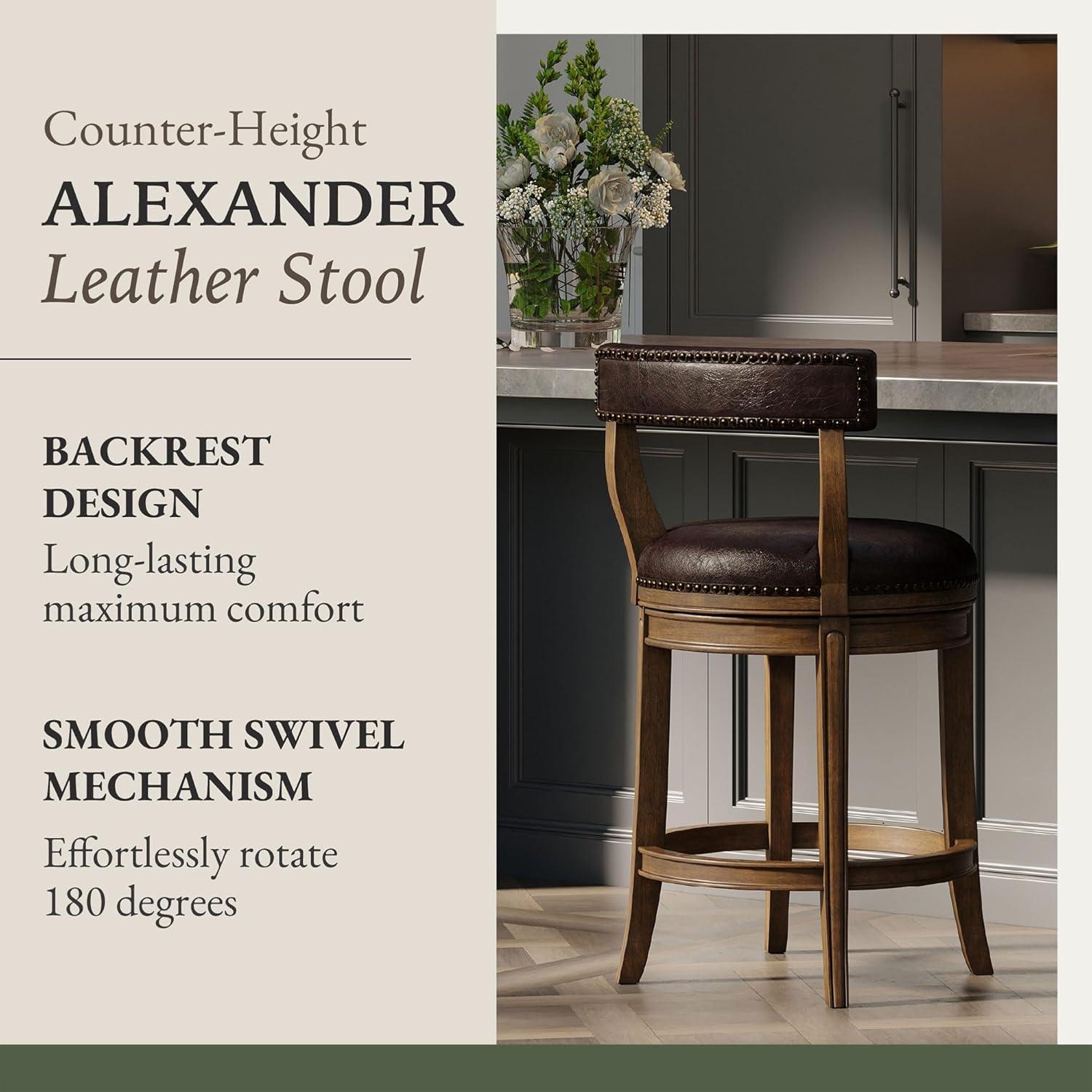 Maven Lane Alexander Counter Stool with Vegan Leather Upholstery