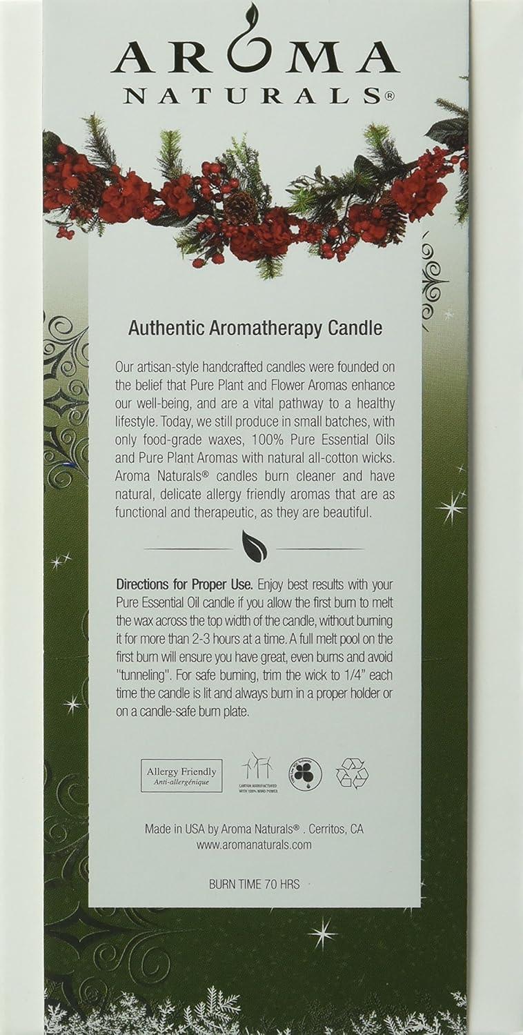 Aroma Naturals Holiday Juniper, Spruce and Basil Essential Oil Pillar Candle, Fresh Forest, 2.75 inch x 5 inch