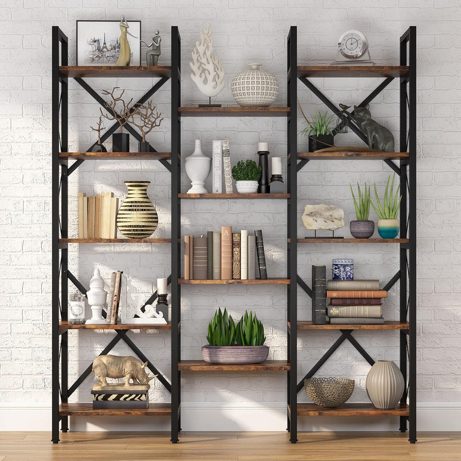 Tribesigns Triple Wide 5-Shelf Bookcase, Etagere Large Open Bookshelf