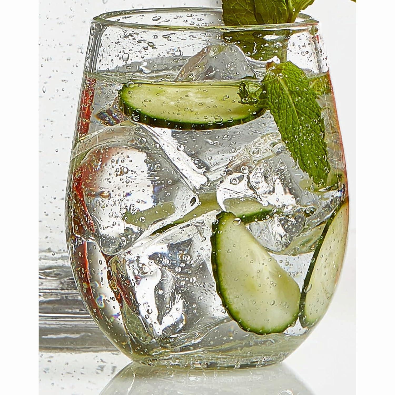 tagltd 16 oz. Single Clear Bubble Glass Stemless Drinkware
