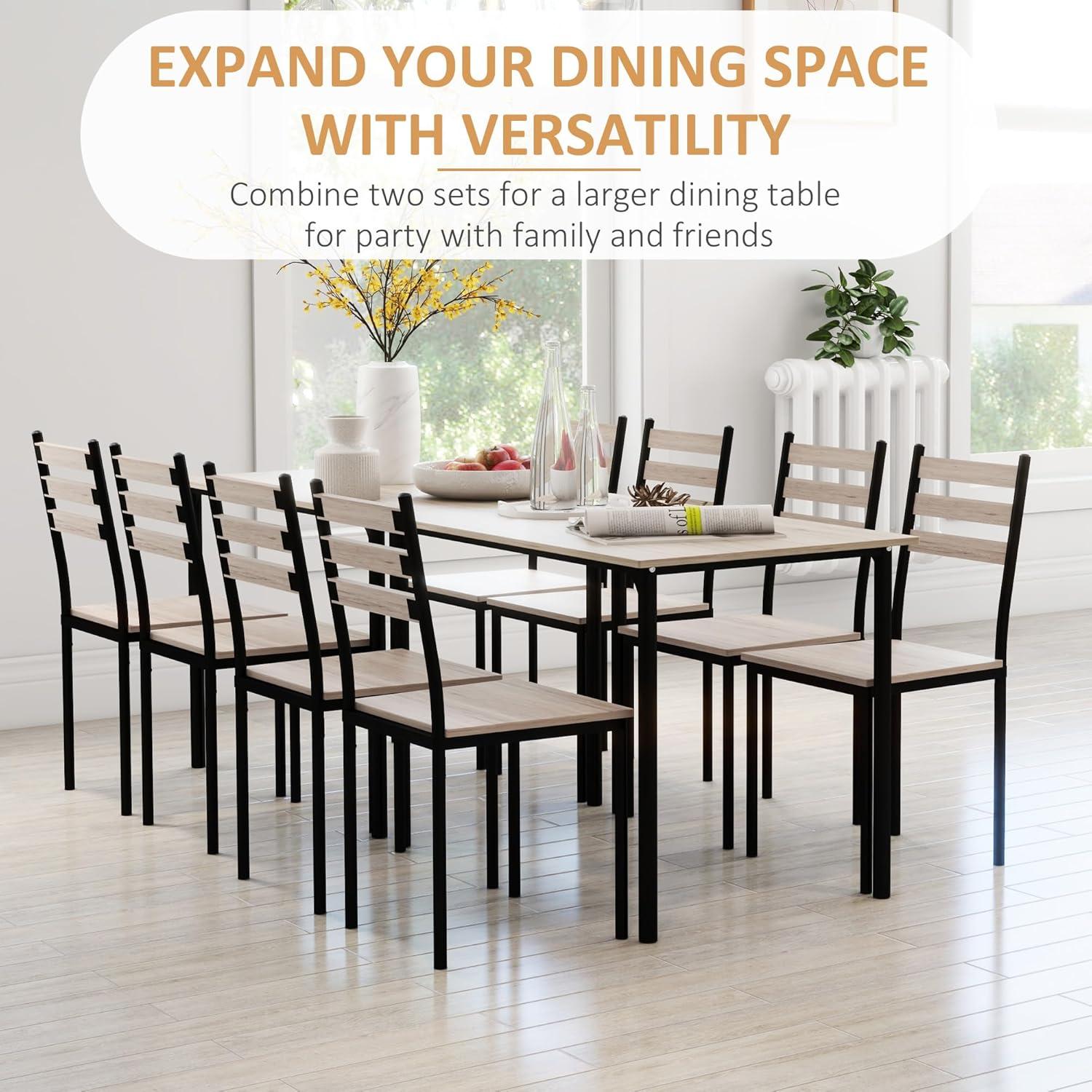 HOMCOM Modern 5-Piece Wooden Counter Dining Kitchen Table Set, 1 Table 4 Chairs Metal Legs, Suitable For Outdoors, gray