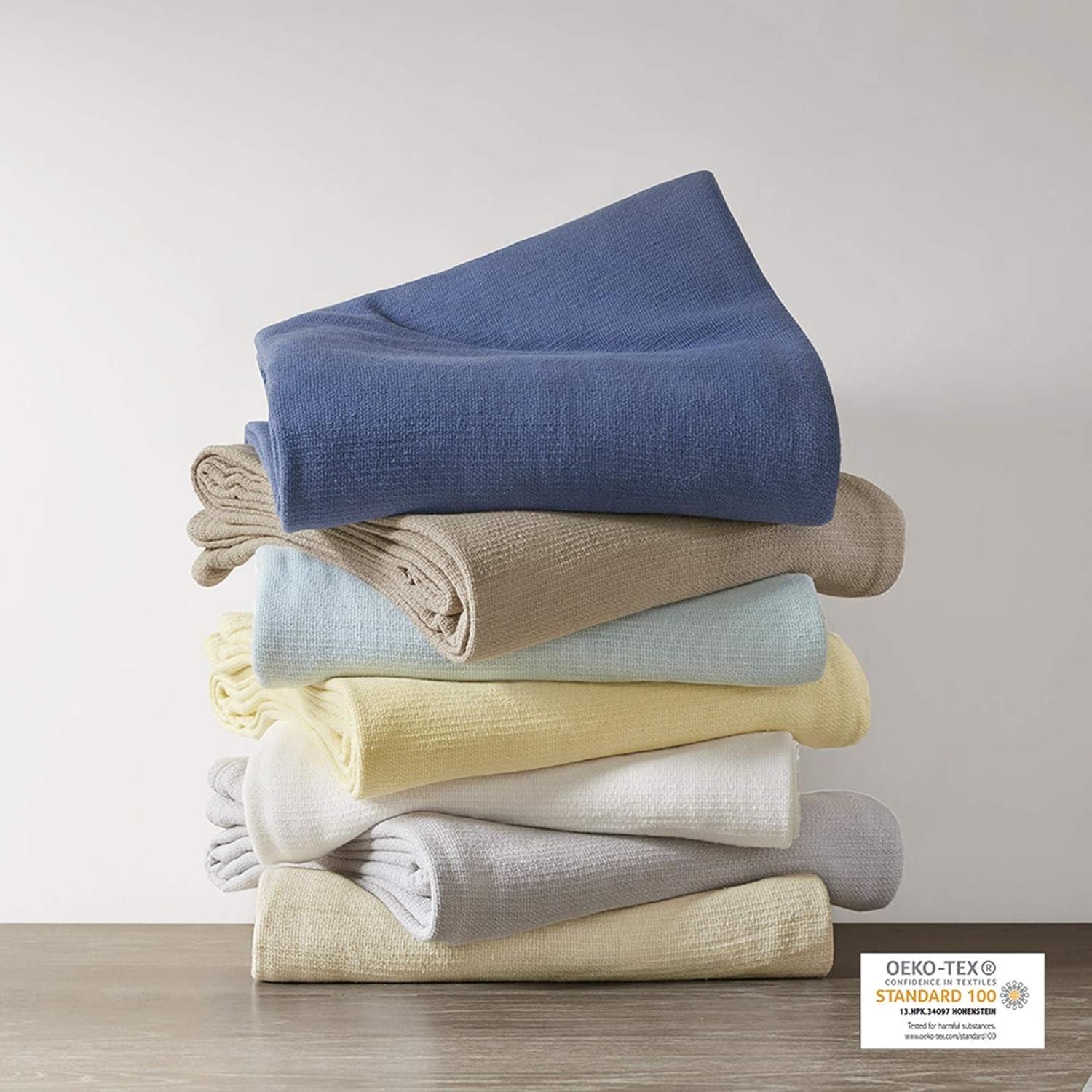 Luxury Freshspun King-Size Yellow Cotton Basketweave Blanket