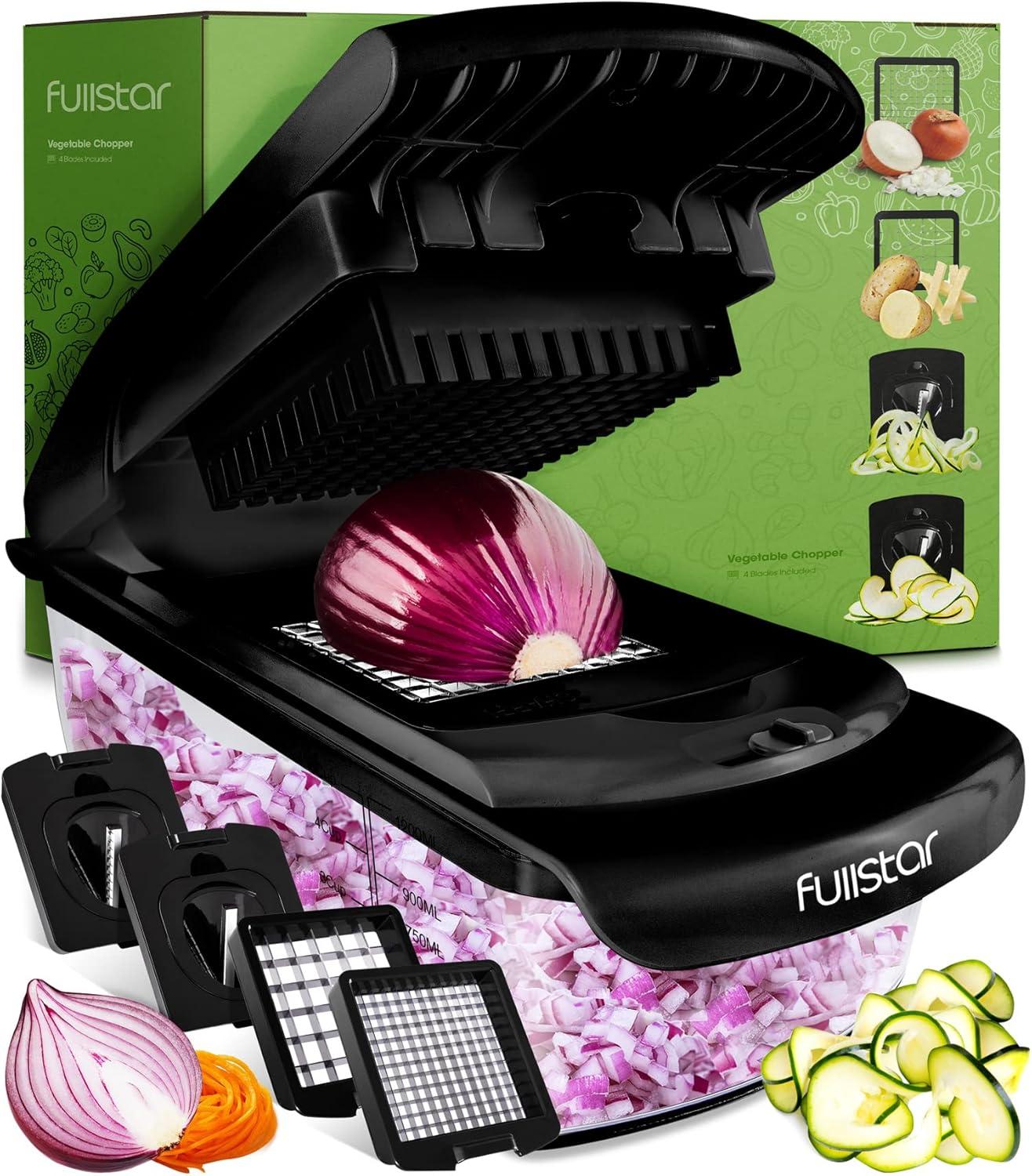 Fullstar - Vegetable Chopper, Food Chopper, Onion Chopper with Container - 4 Blades, Black