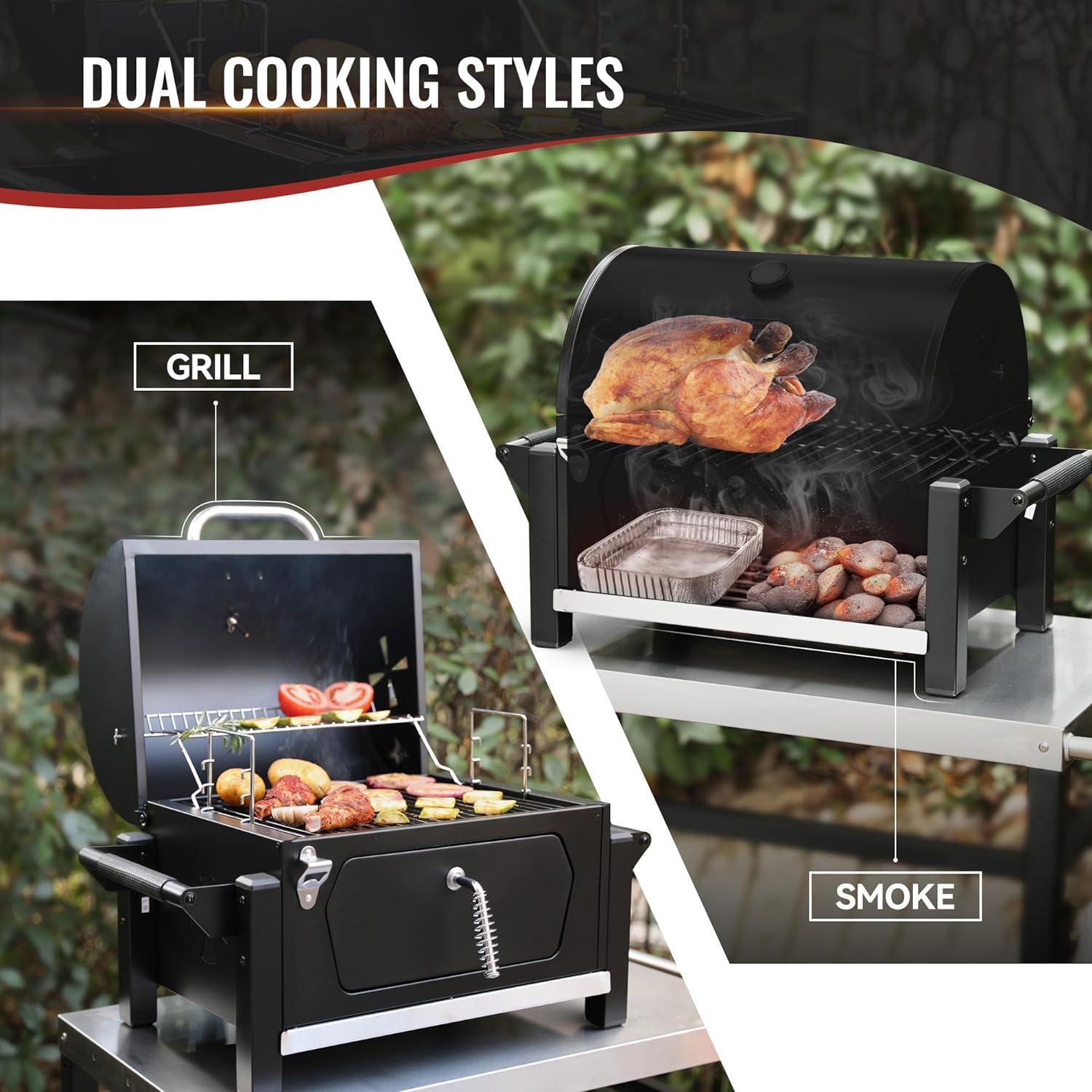 Royal Gourmet CD1519 Portable Charcoal Grill with Two Side Handles