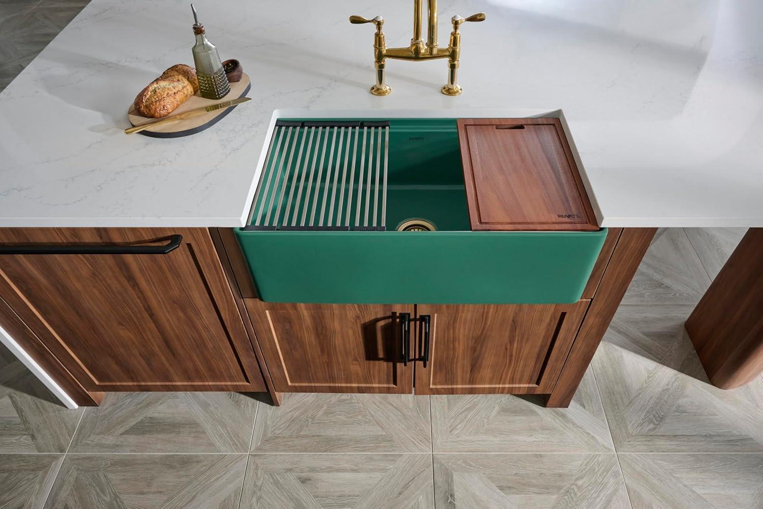 Ruvati 33 inch Fireclay Workstation Farmhouse Kitchen Sink Apron Front Single Bowl