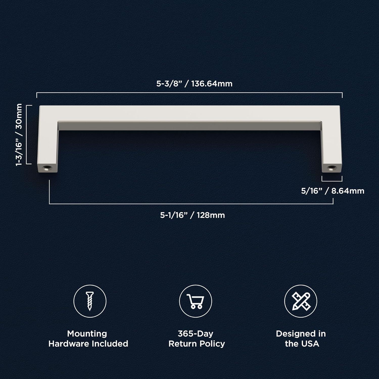 Brushed Nickel Modern Bar Pull with Mounting Hardware