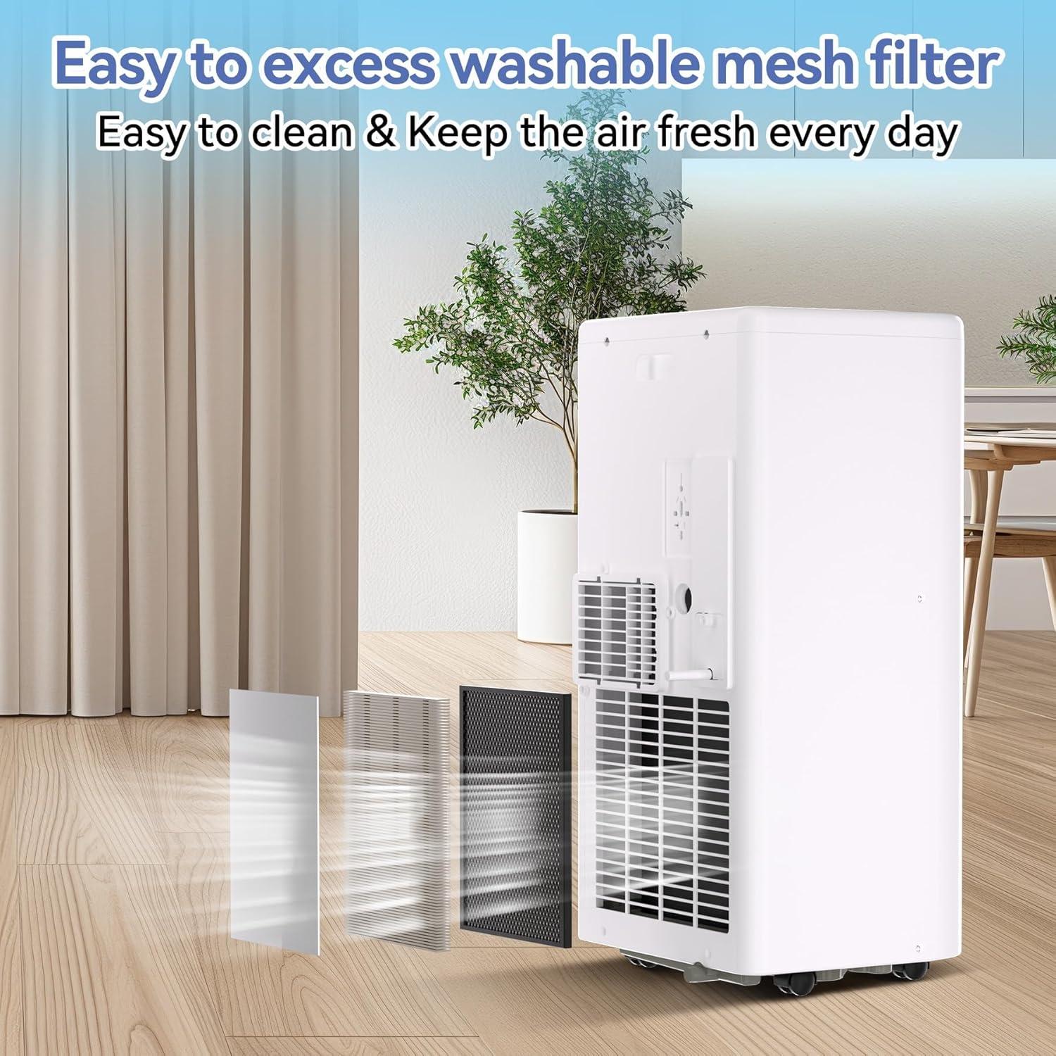 10000 BTU Portable Air Conditioners, 3-In-1 Standing Portable AC Unit With Remote Control, 24 Hour Timer