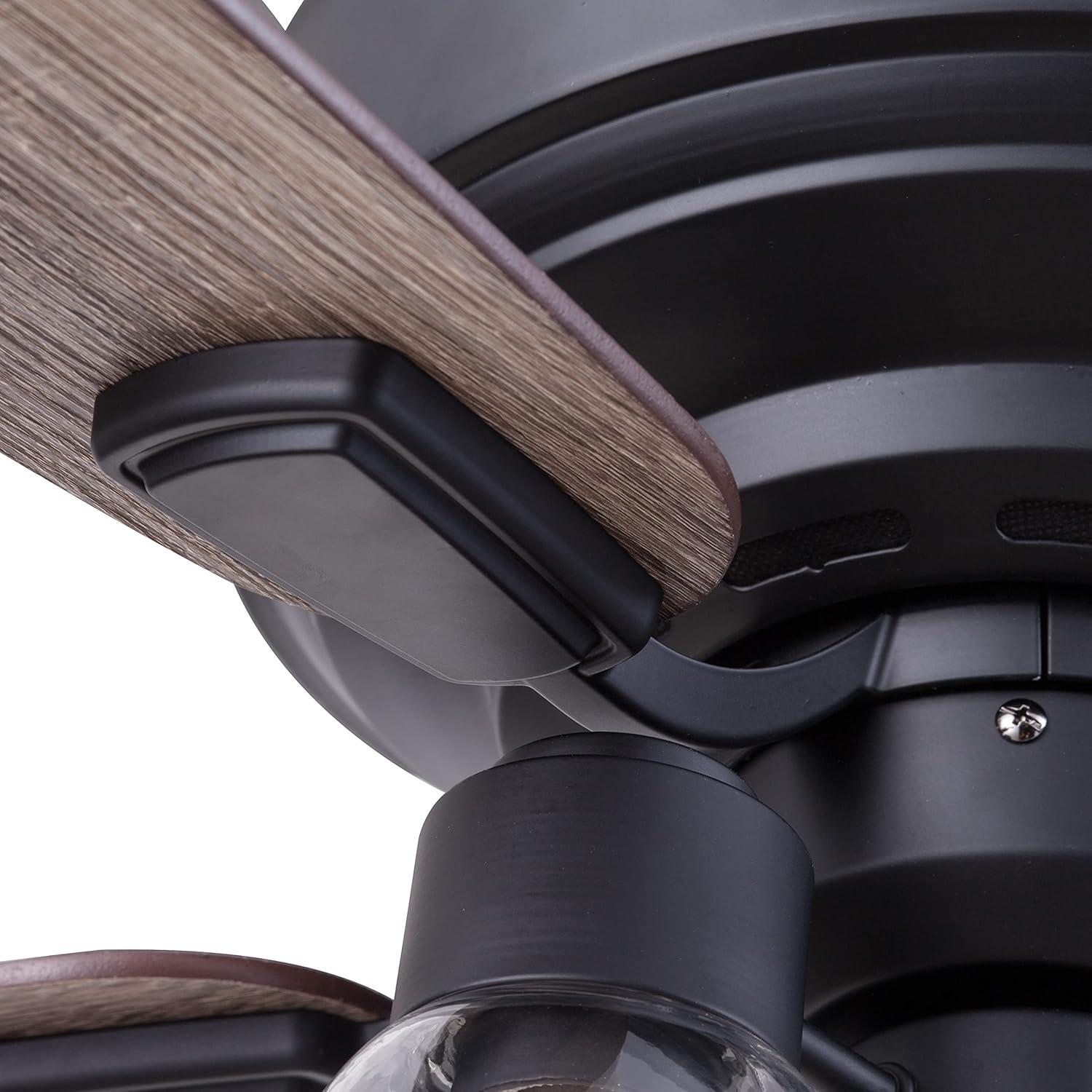 Prominence Home Magonia 52-in Flush Mount Matte Black with Black Pine/Rough Pine Blades Ceiling Fan With Light ( 5 -Blade )