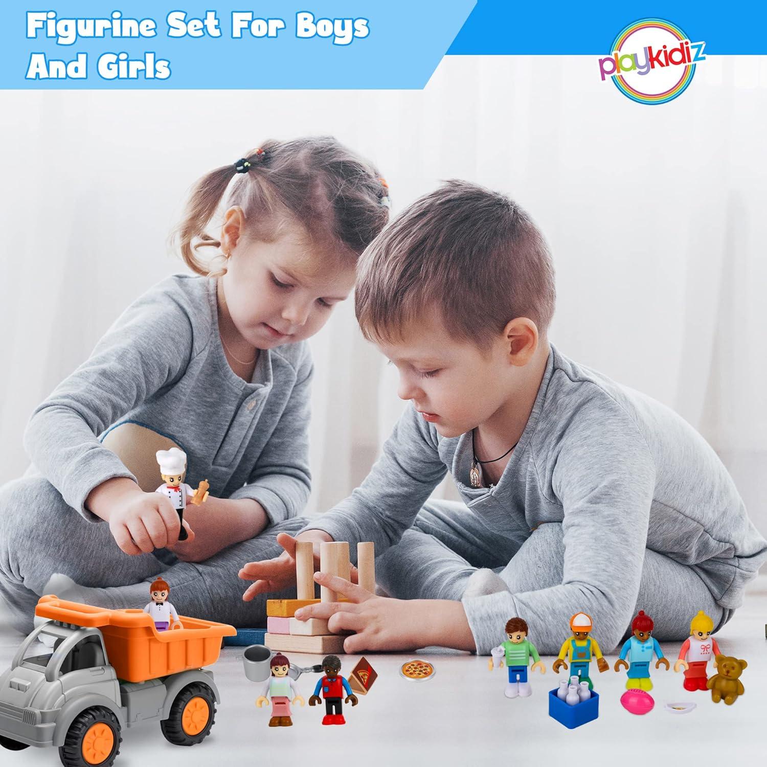 Playkidiz 8 Toy Figures & Playsets, 2 Inch Play Peoples Set.