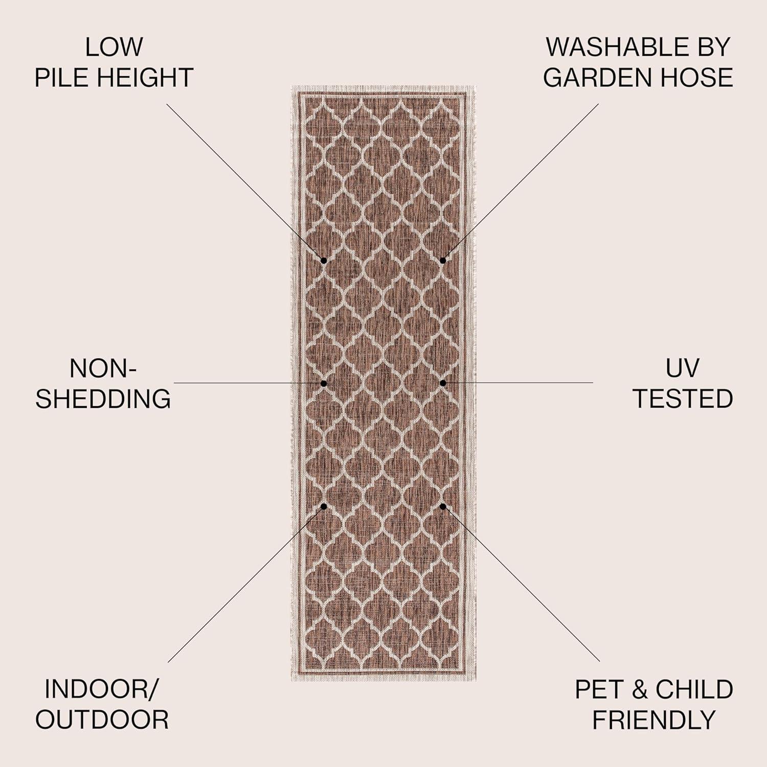 Trebol Moroccan Trellis Textured Weave Indoor/Outdoor Area Rug - JONATHAN Y