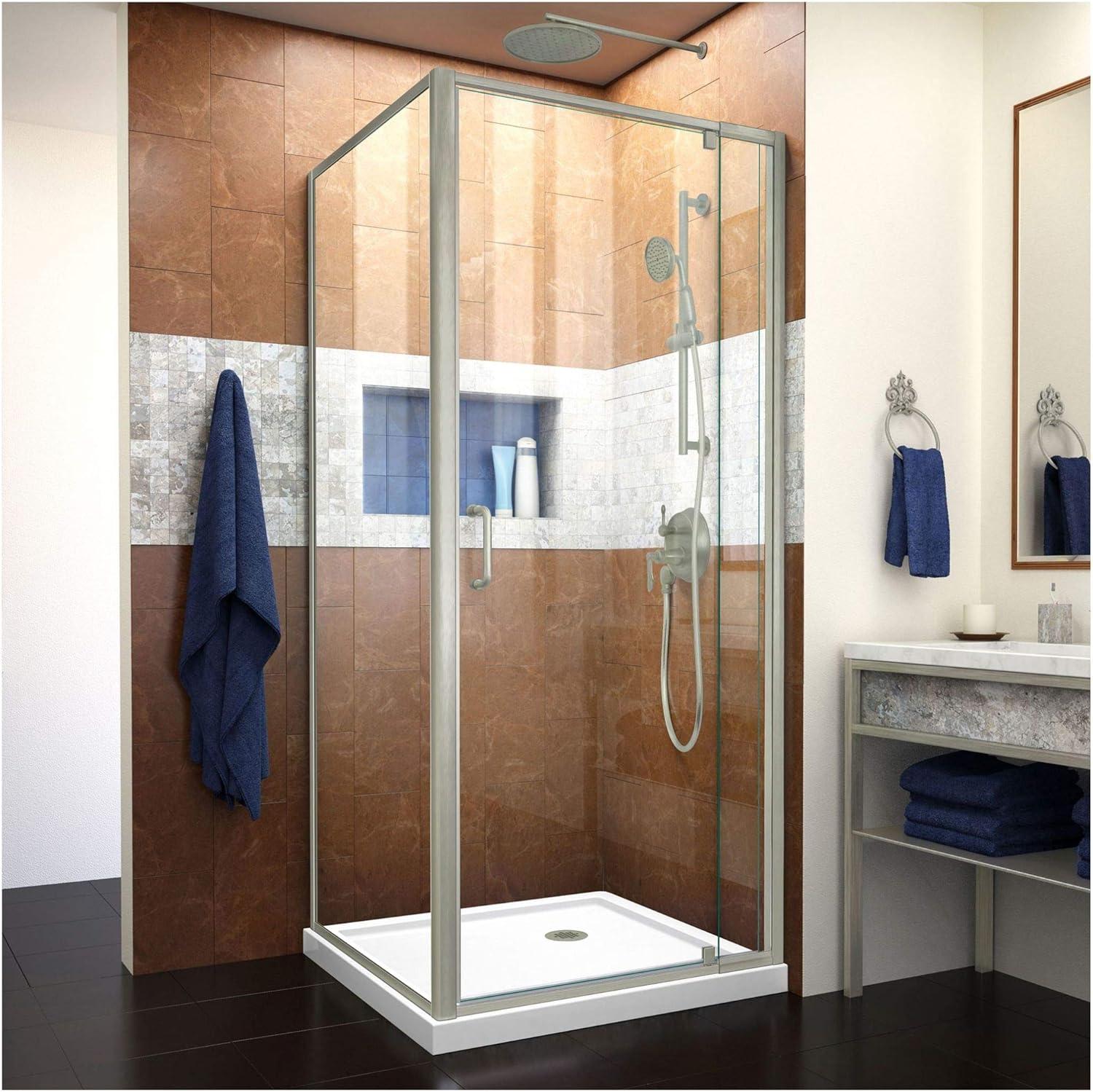 Flex 32" x 74.75" Square Pivot Shower Enclosure with Base Included