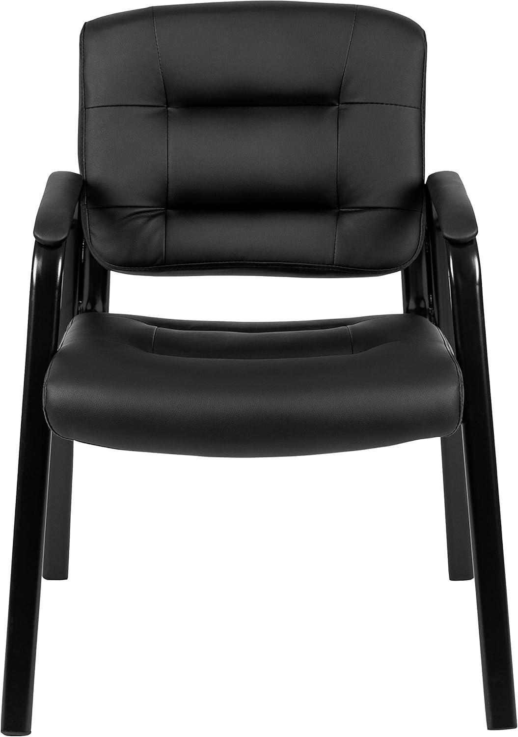 Flash Furniture Darwin Flash Fundamentals Black LeatherSoft Executive Reception Chair with Black Metal Frame