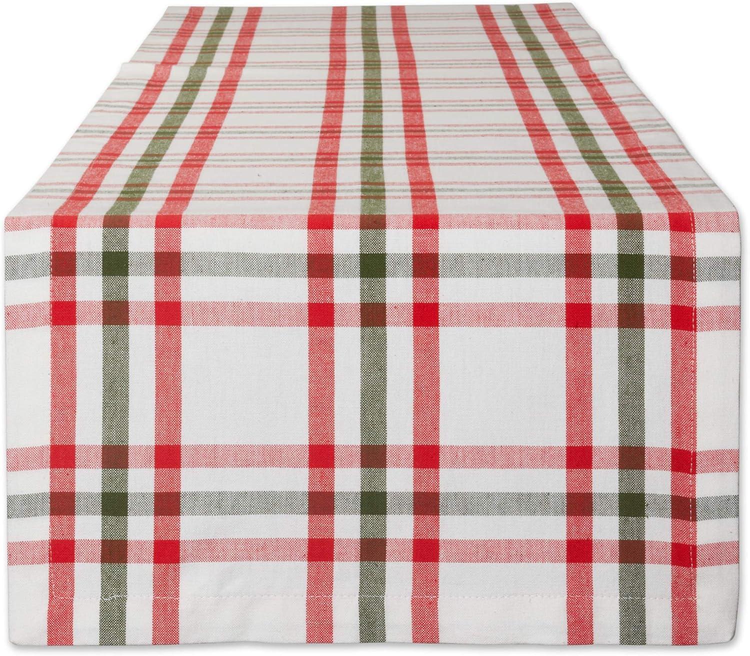 DII Kitchen & Tabletop Jolly Tree Collection Table Runner, Nutcracker Plaid, 14x108"